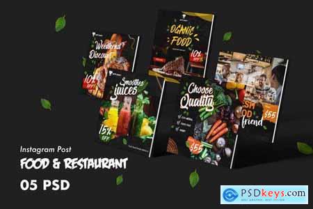 Food & Restaurants Instagram Post PSD Template