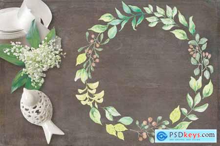 Green Foliage Wreaths and Elements
