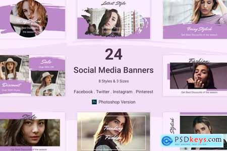 24 Social Media Banners Kit (Vol. 2) in Photoshop