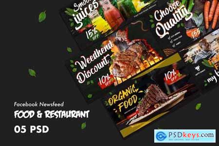 Food & Restaurants Facebook Newsfeed PSD Template