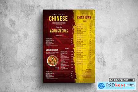 Vintage China Poster Food Menu - A3 & US Tabloid