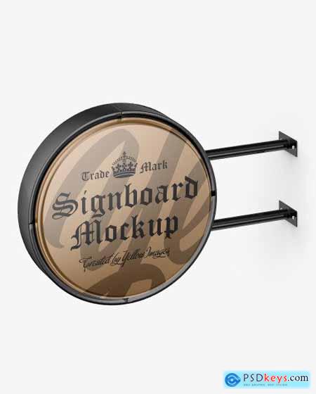 Glossy Metallic Round Signboard Mockup 51673