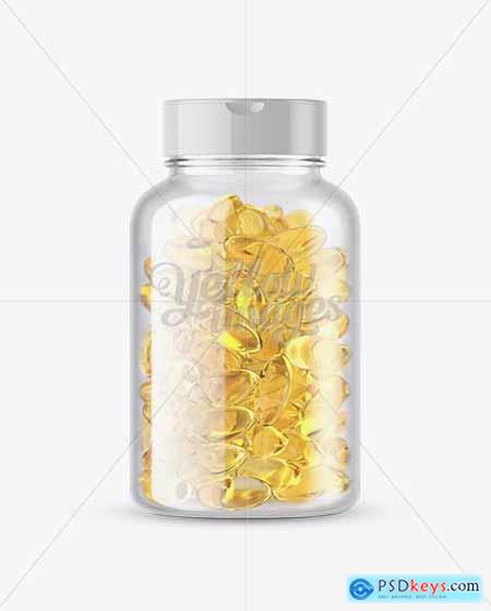 Clear Fish Oil Bottle Mockup - Front View 14466
