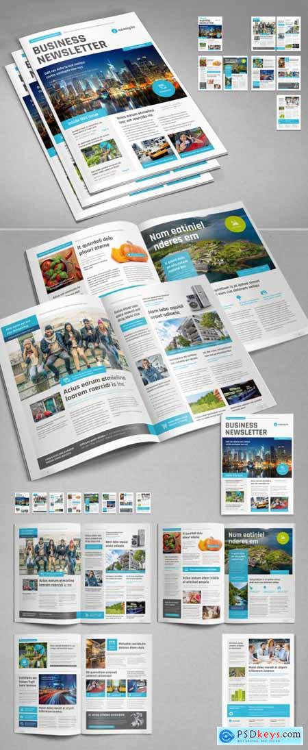 Business Newsletter Layout with Cyan Accents 310484807
