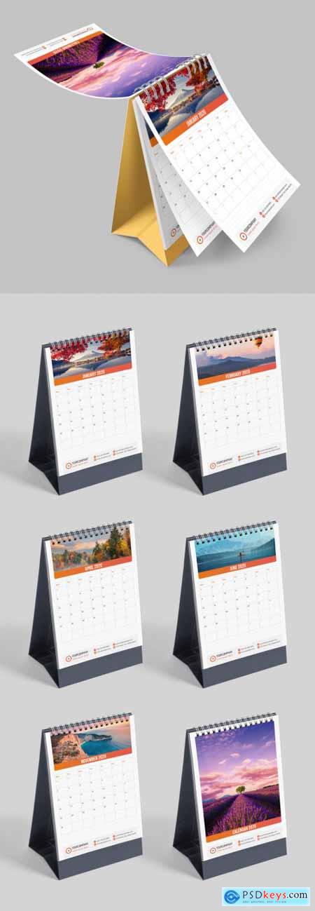 2020 Vertical Desk Calendar with Gradient Orange Accents 310683096