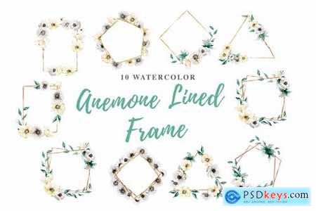 10 Watercolor Anemone Lined Frame Illustration
