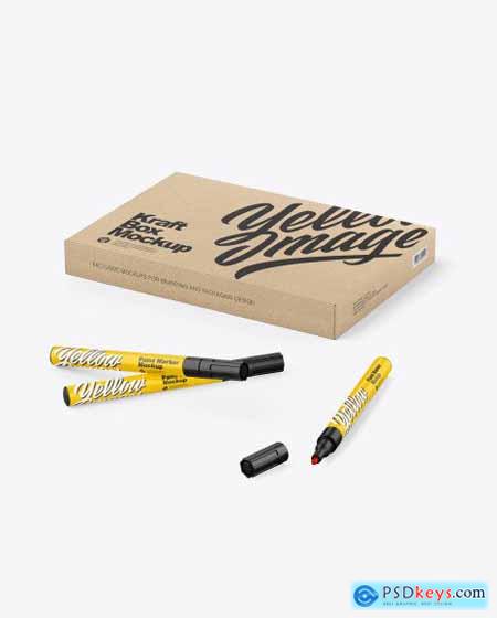 Matte Box With Marker Pens Mockup 53430
