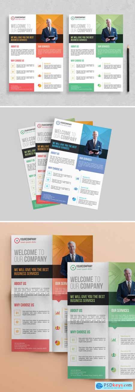 Corporate Flyer Layout with Colorful Accents 313872991