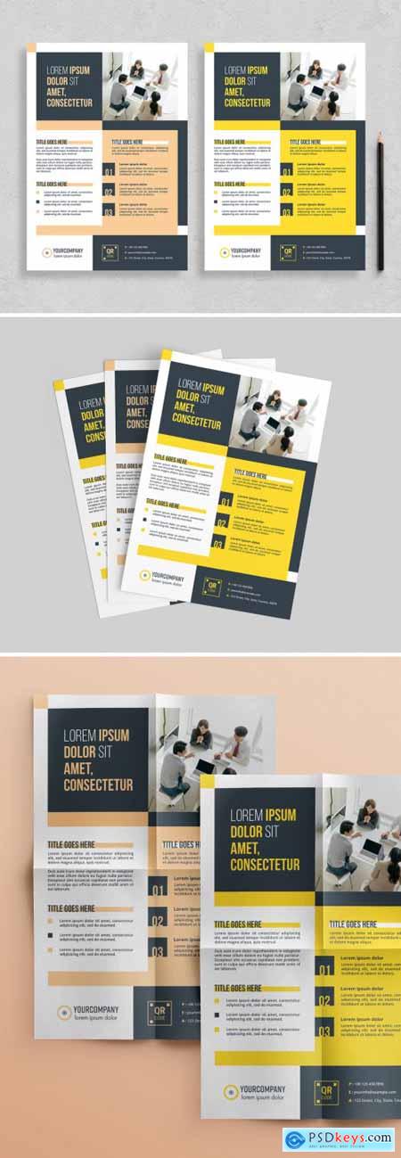 Flyer Layout with Colorblock Elements 313873087
