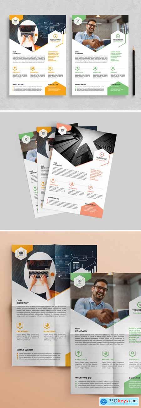 Flyer Layout with Hexagonal Elements 313873043