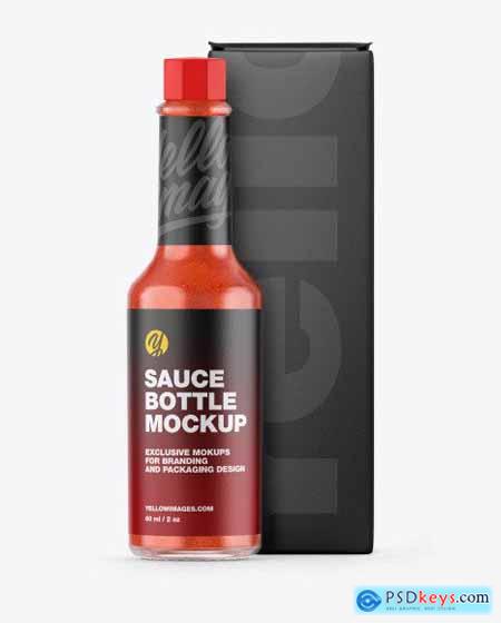 Red Hot Sauce Bottle w- Box Mockup 53277