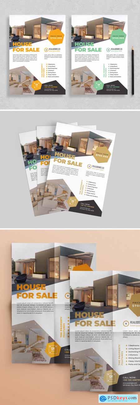 Flyer Layout with Hexagonal Elements 313873247