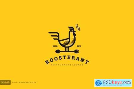 Rooster Line Art Style Logo Template