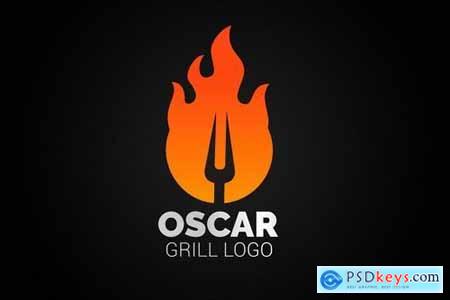 Letter O Fire Grill Logo