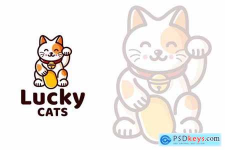 Lucky Cats Cute Kids Logo Template