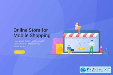 Mobile Shopping Online Vector Design Templates