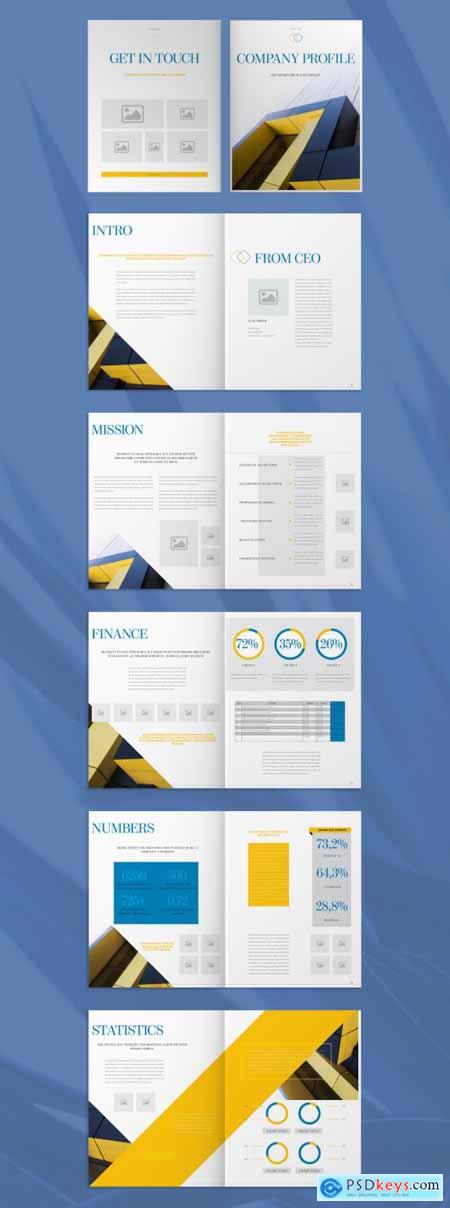Company Profile Layout with Blue and Orange Accents 274307655