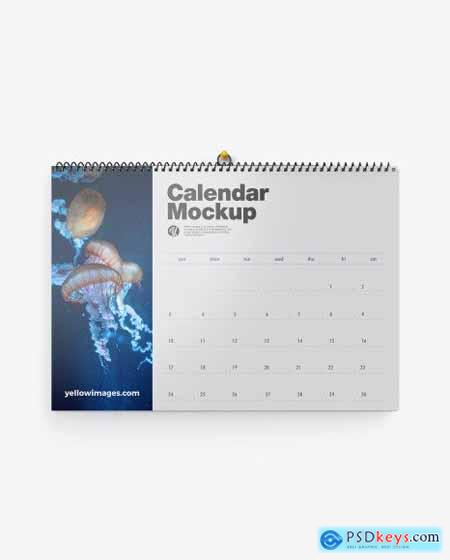 Glossy Wall Calendar w- Pin Mockup 54492