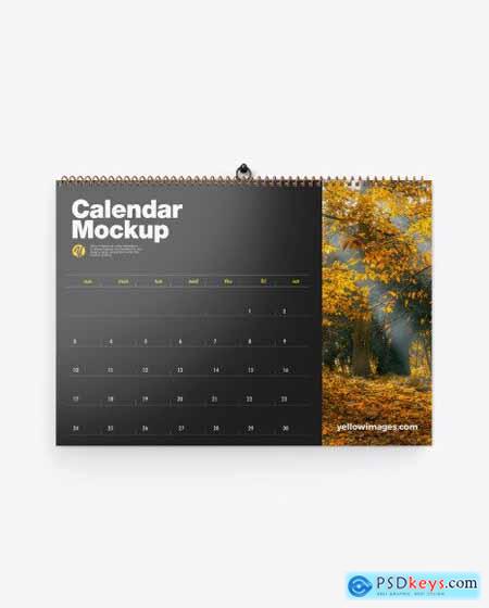Glossy Wall Calendar w- Pin Mockup 54492