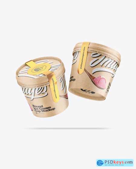 Two Kraft Ice Cream Cups Mockup 54741