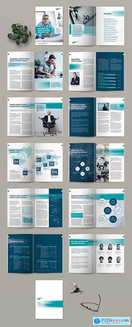 Business Brochure or Magazine Layout with Teal Accents 246890032