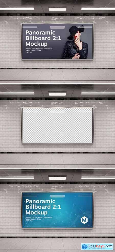 Panoramic Advertising Frame in Underground Tunnel Mockup 282505849