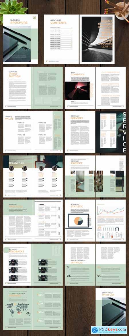 Business Brochure Layout with Green and Orange Accents 246490262