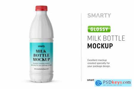 Glossy milk bottle mockup 4360273