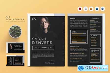 Creative CV Resume & Name Card Pack PSD, DOCX, AI