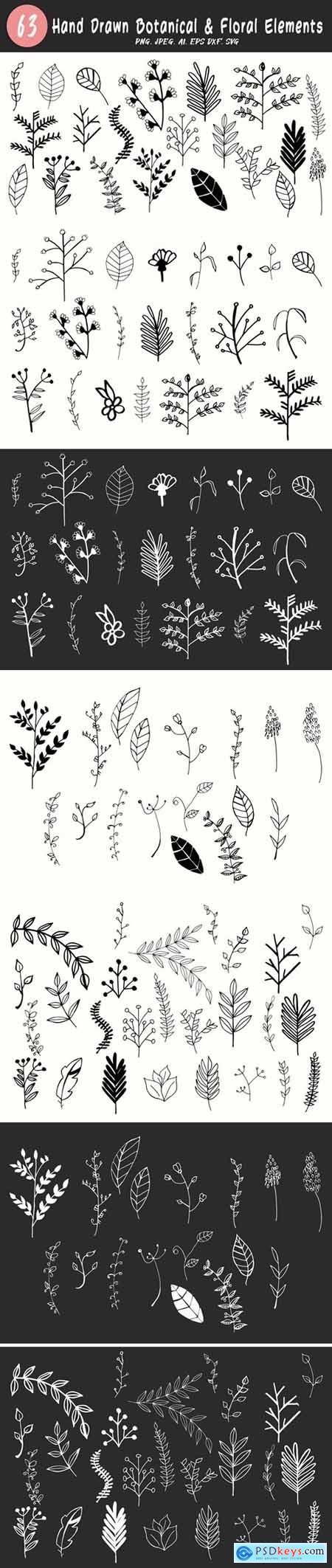 Download 60 Handmade Botanical Floral Elements Free Download Photoshop Vector Stock Image Via Torrent Zippyshare From Psdkeys Com