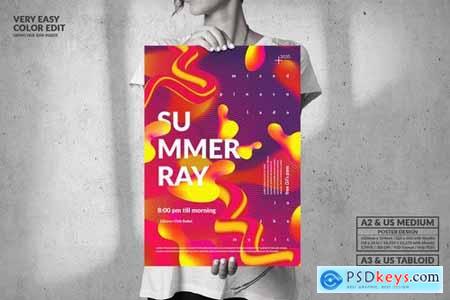 Summer Ray Party Big Poster Design