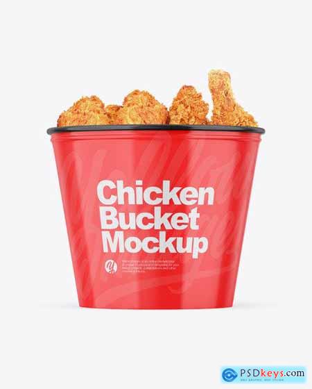 Glossy Bucket With Chicken Mockup 55177