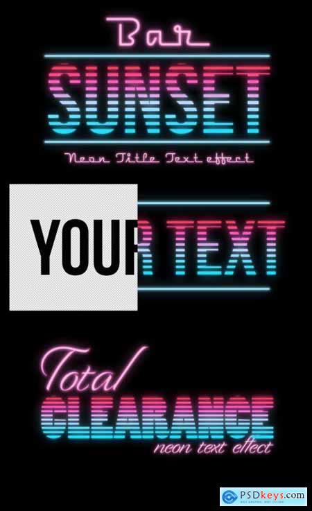 Sunset Neon Lines Text Effect Mockup 320384300
