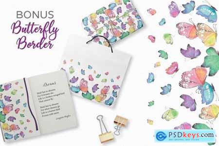 Set of 6 Patterns in Colorful Butterflies