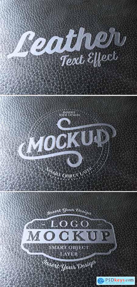Metal Text Effect on Leather Mockup 320831779