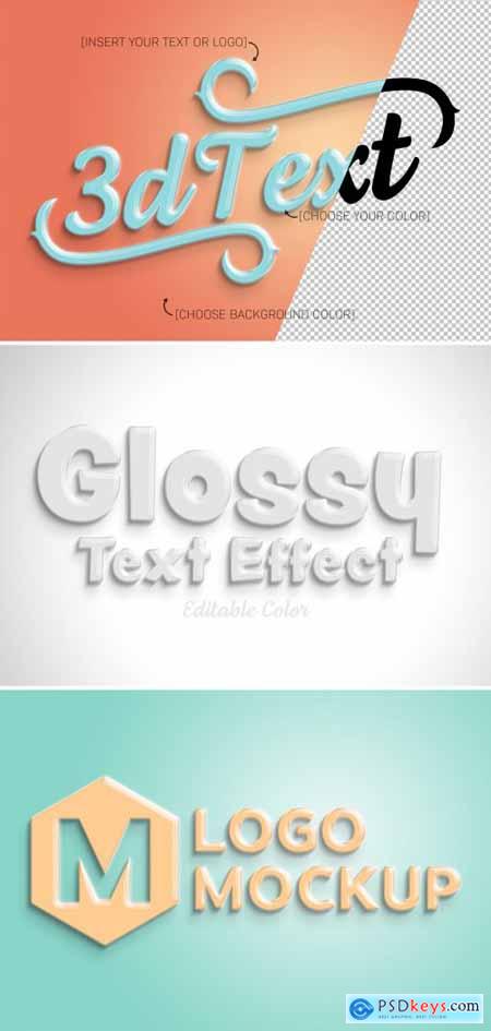 Colorful Glossy 3D Text Effect Mockup 320831742