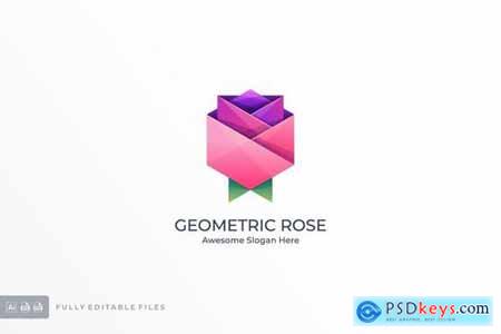 Geometric Rose Color Logo TemplateS