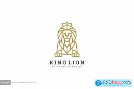 Lion Line Art Style Logo Template