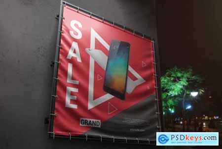 Square Outdoor Advertising Banner Mockup