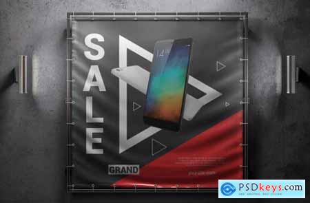 Download Square Outdoor Advertising Banner Mockup Free Download Photoshop Vector Stock Image Via Torrent Zippyshare From Psdkeys Com PSD Mockup Templates