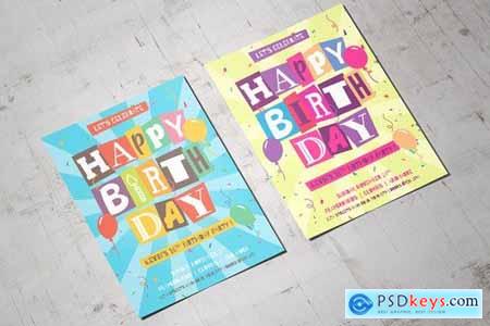 Cutout Letters Isolated Happy Birthday Flyer