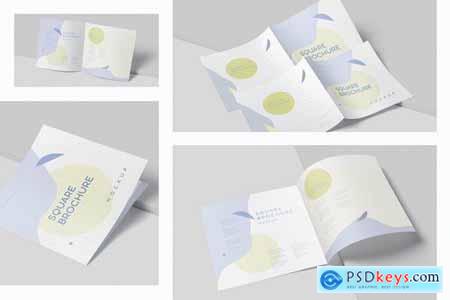 Two Fold Wide Square Brochure Mockups