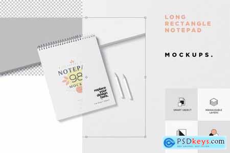 Long Rectangle Ringed Notepad Mockups