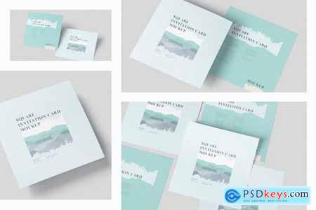 One Page Square Invitation Card Mockups