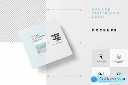 One Page Square Invitation Card Mockups