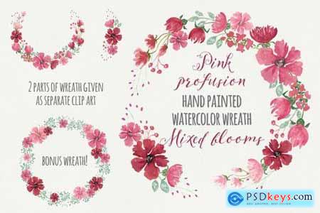 Pink Profusion Watercolor Wreath