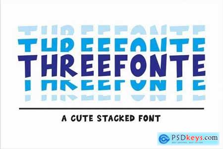 Threefonte - Cute Stacked Font