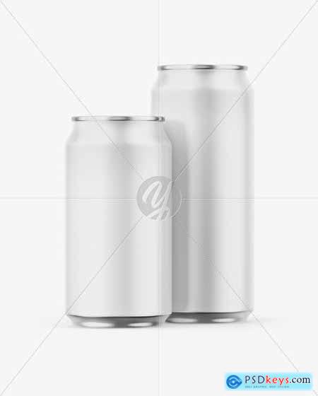 Two Metallic Cans W- Matte Finish Mockup 55262