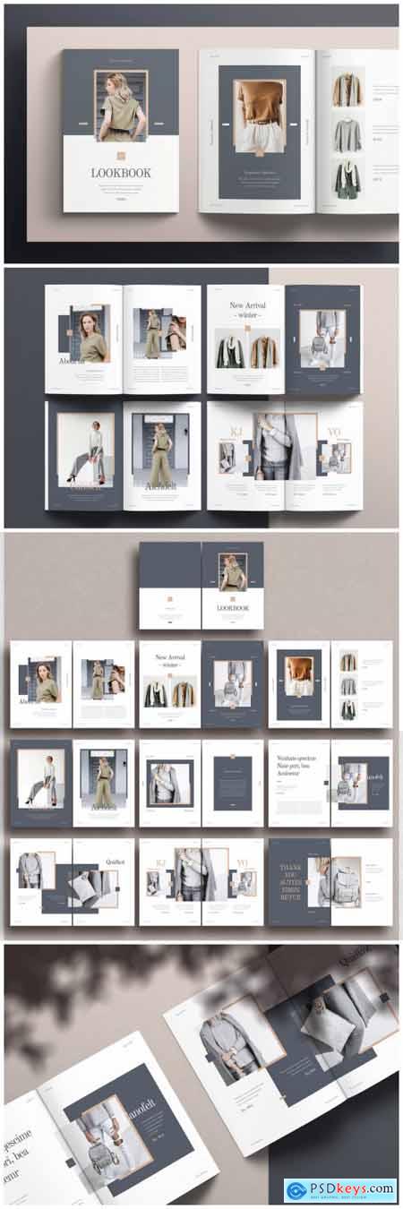 Fashion Lookbook Layout with Gray and Brown Accents 322586573