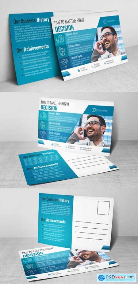 Business Postcard Layout with Blue Accents 322804137